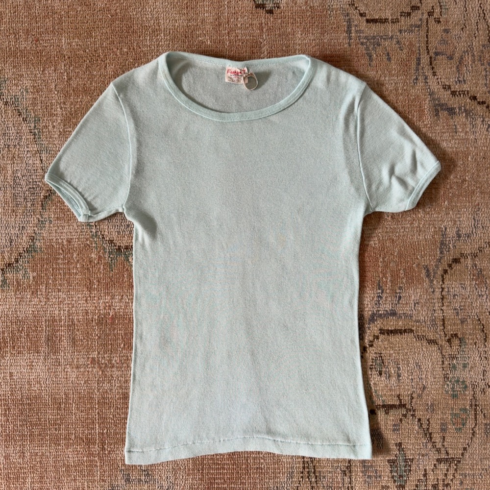 Vintage Stedman Fashion T Shirt Mint Green Pastel Crewneck Large Womens Retro